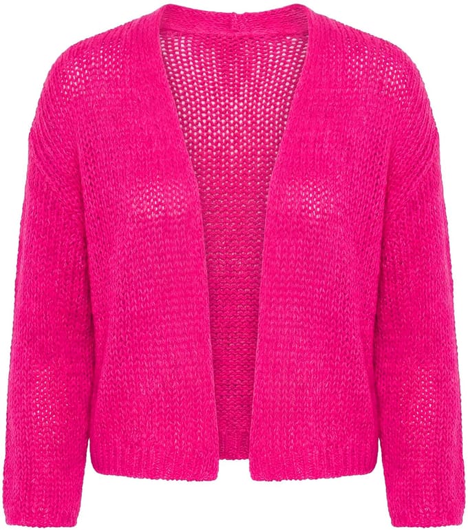 Angel of Style - Dames - Jas met opengewerkt breisel oversized open silhouet - Hibiscusrood - Maat 58+