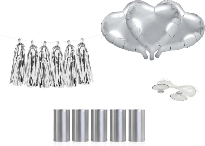 Auto decoratie pakket Zilver kleur