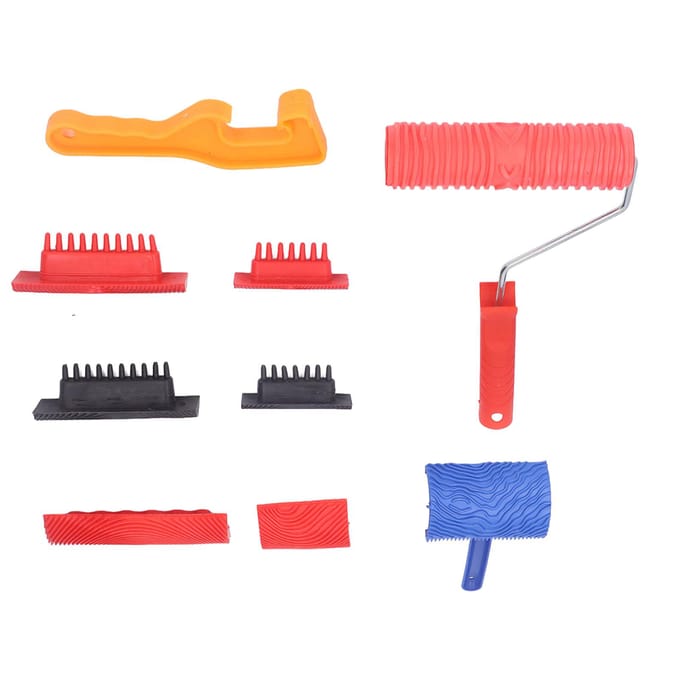 Houtnerf Gereedschap Nerfpatroon Verfroller Huisdecoratie Set Kit voor Muur red
