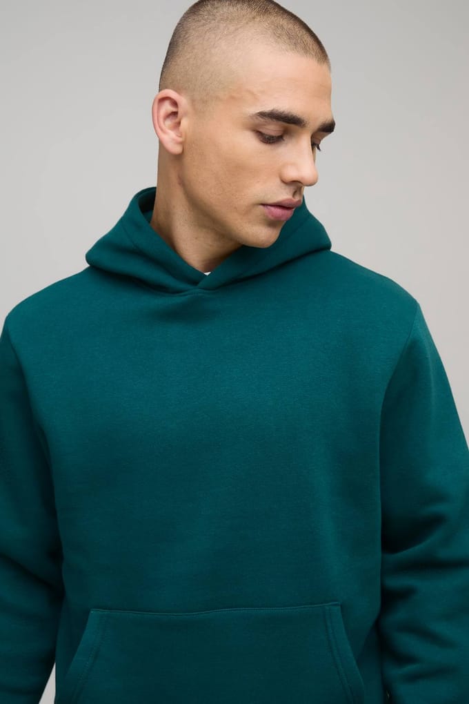 Essential Regular Fit Over the Head Hoodie | Teal | Size Small