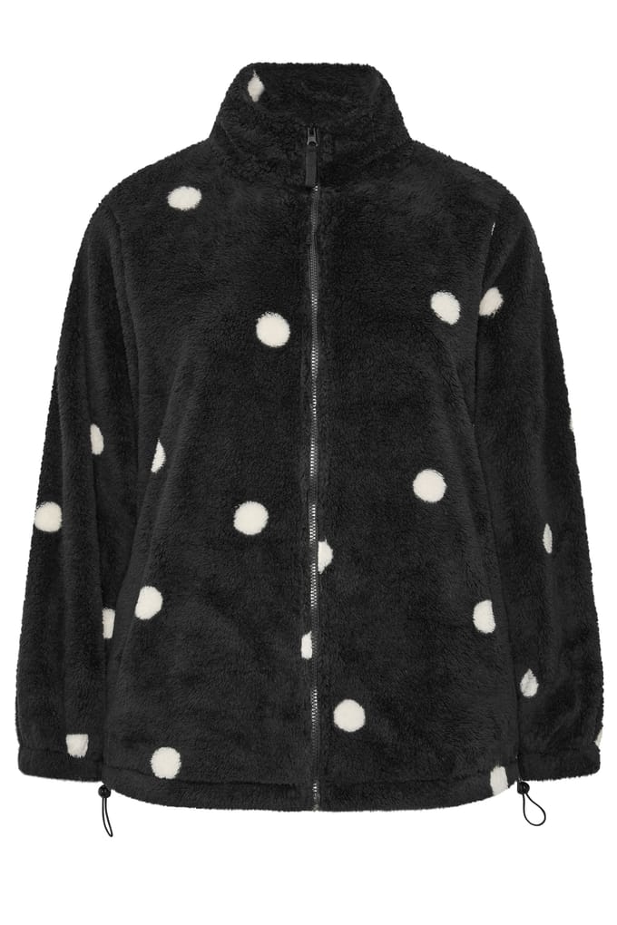 Yours Zwarte Fleece Met Stippen En Ritssluiting Size 48