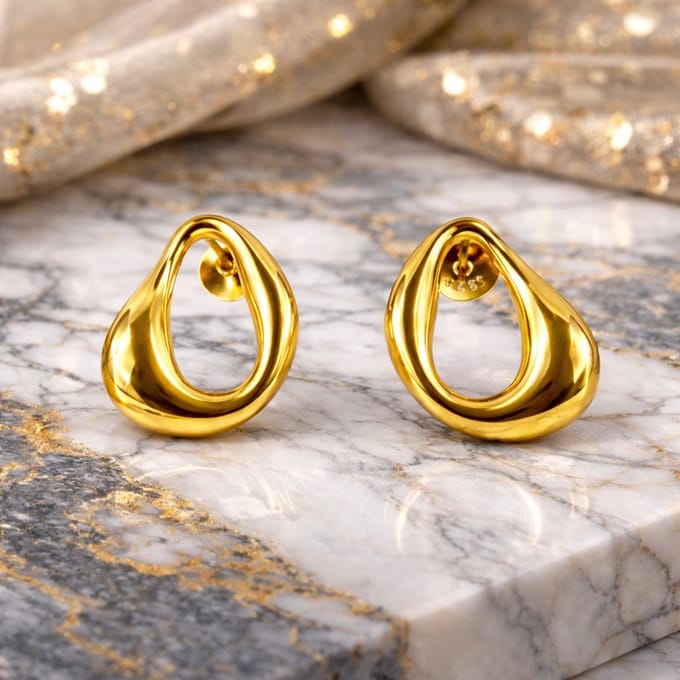 Brendoe Bubble Oorbellen Dames - 925 Zilver - 18K Goud Verguld