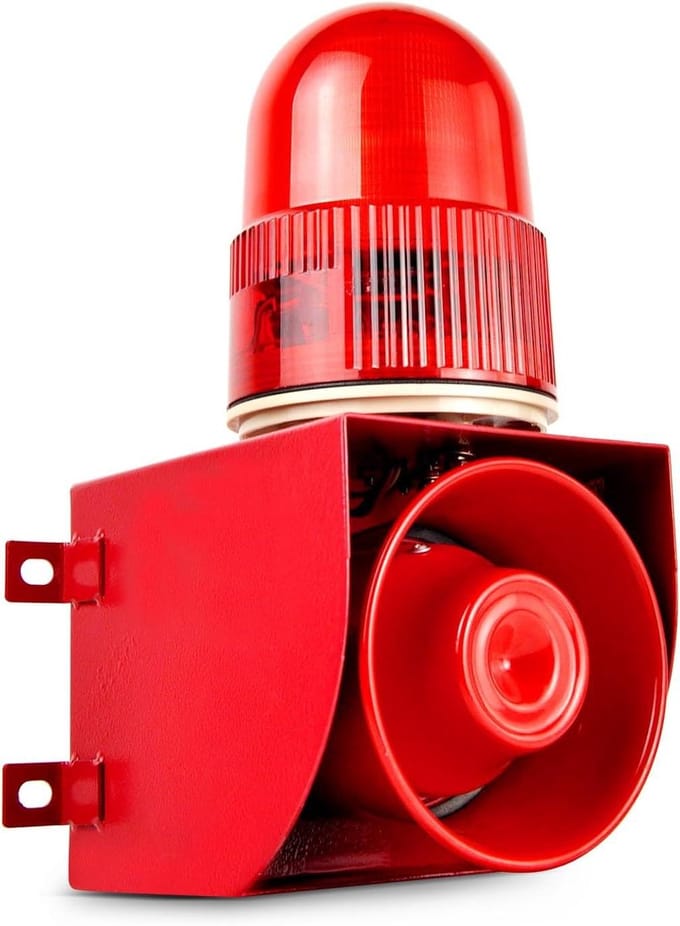 Industrieel Alarm - Alarmlicht Sirene - Machinebeveiliging - 120 dB Luide Claxon - 25 Watt - Rood