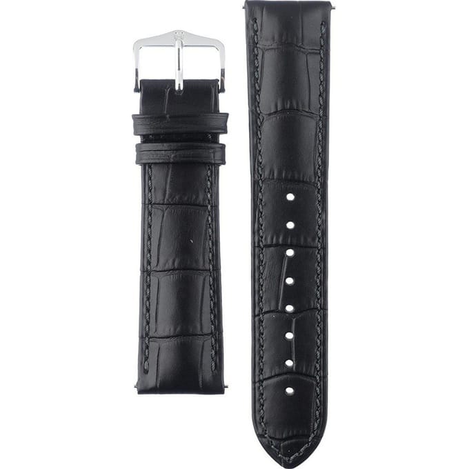 Hirsch Horlogeband Duke Zwart - Leer - 22mm