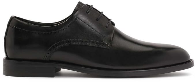 Black men's shoes with decorative perforation