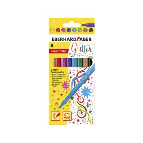 Eberhard Faber viltstiften - Glitter - 8 stuks - uitwasbaar - EF-551008