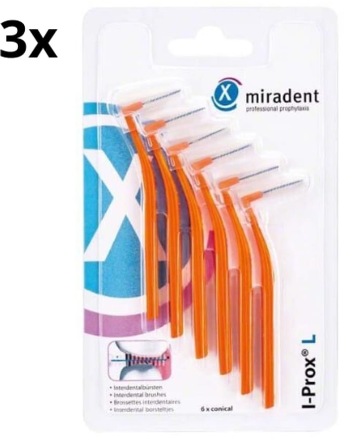 Miradent Interdentale Ragers I-Prox L 0,8 mm Conical Oranje 3x 6 stuks