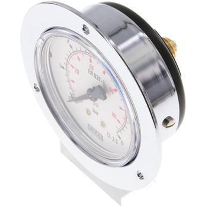 0..6 Bar Paneelmontage Manometer Staal/Messing 63 mm Klasse 2.5 (Voorflens) - MW0663SH-FP