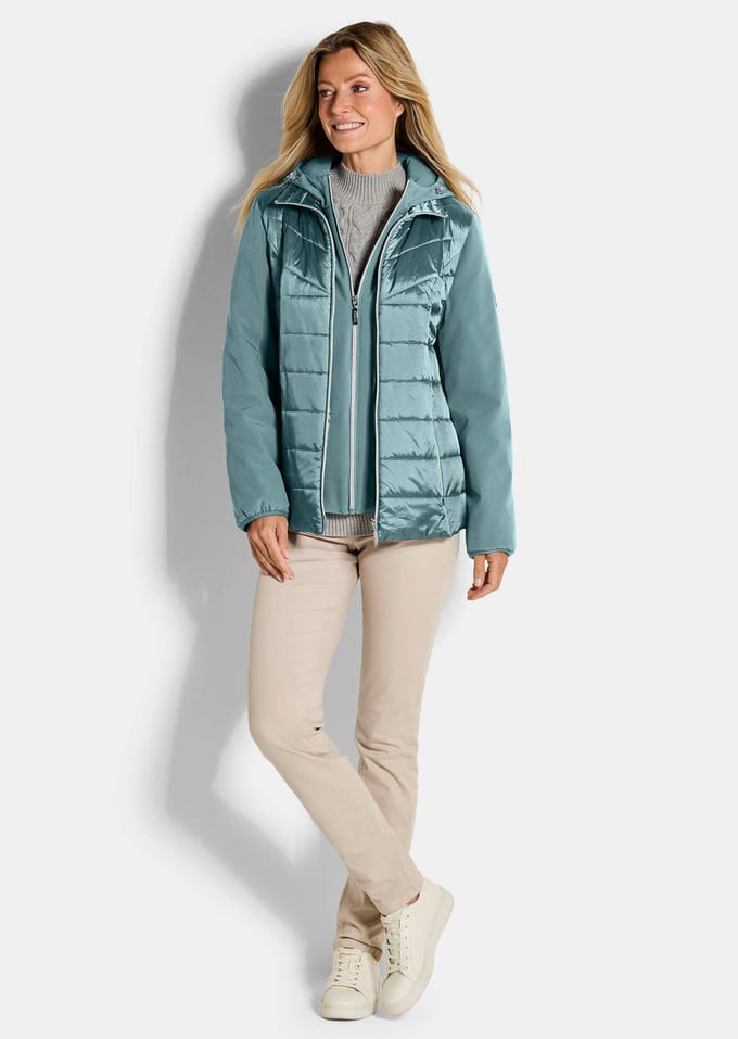 Gewatteerd jack met mouwen van softshell - grijsgroen - Gr. 24 van Goldner Fashion
