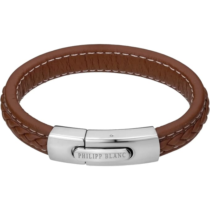 Echt leer en roestvrij stalen armband Philipp Blanc Henry