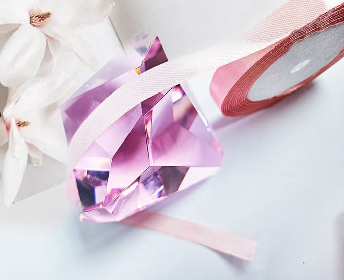 BamBella® - Satijn lint - 22 meter rol - Licht roze - 12 mm