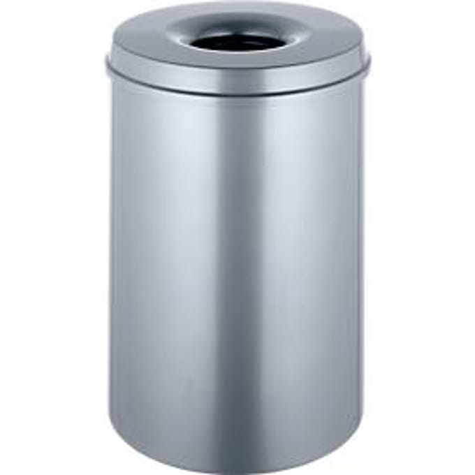 Afvalverzamelaar 30 l, zelfblussend, romp zilver/deksel zilver