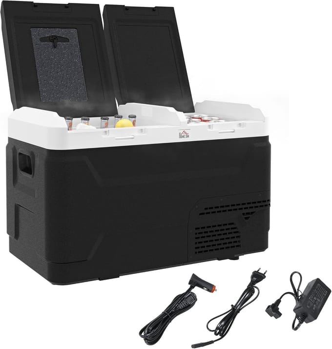 Draagbare elektrische koelbox met 2 zones, 40 l, -20 °C, ideaal voor onderweg