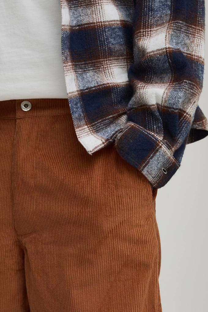 Baggy Corduroy Broek met Geweven Label | Rust | Size Medium