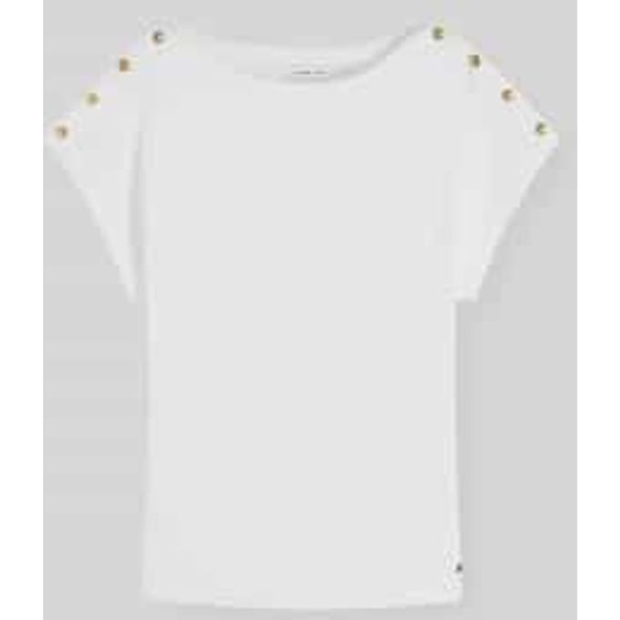 regular fit T-shirt van puur katoen met knoopdetails