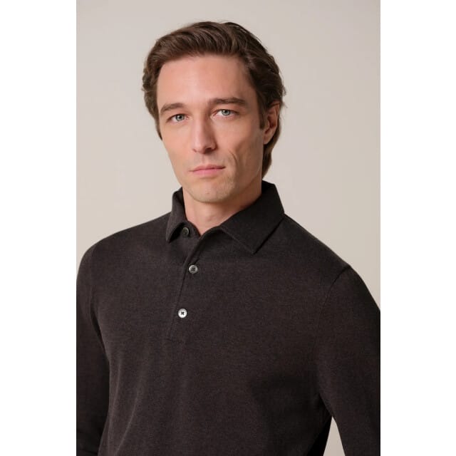 Profuomo Ppxj30003e polo one piece long sleeve dark brown