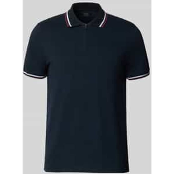 slim fit poloshirt met contraststrepen en ritssluiting