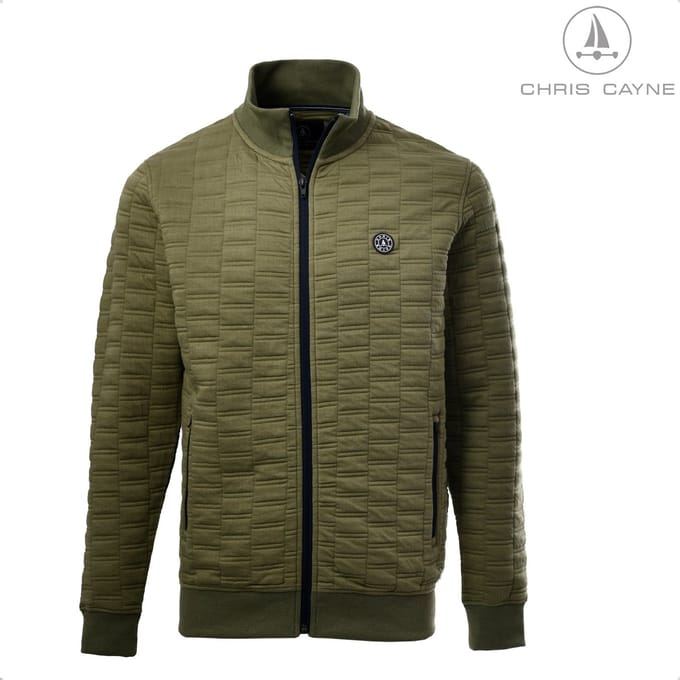 Chris Cayne heren vest - M - groen - groter structuur patroon - rits - steekzakken met rits