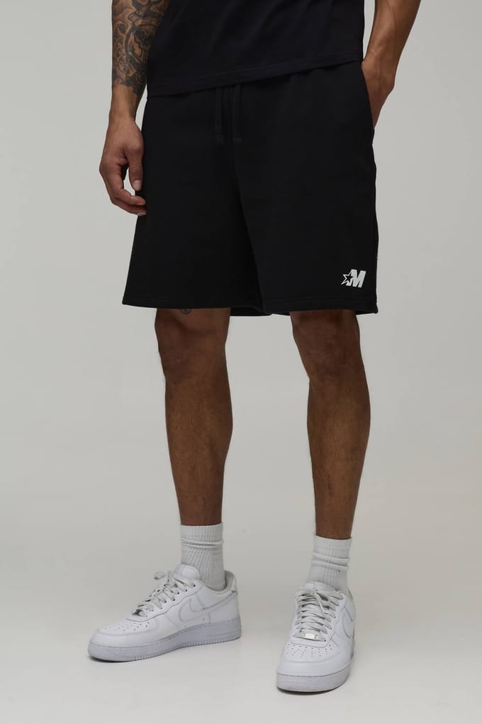 Baggy Fit M Star Jersey Short | Black | Size Medium