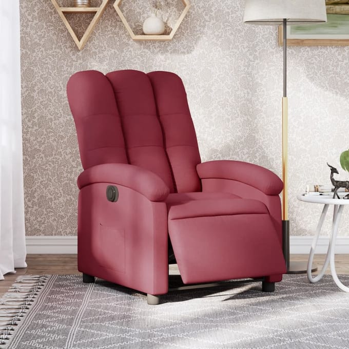 vidaXL - Fauteuil - verstelbaar - elektrisch - stof - wijnrood
