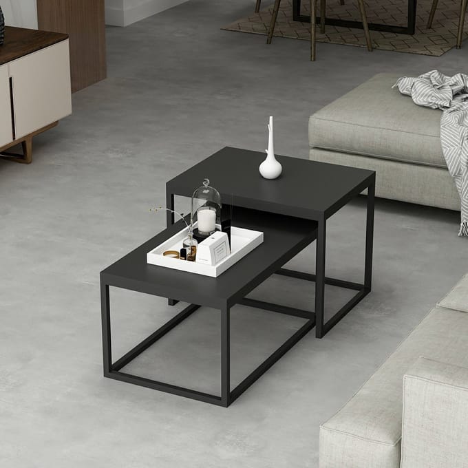 Salontafel set van 2 Aabenraa zwart mat