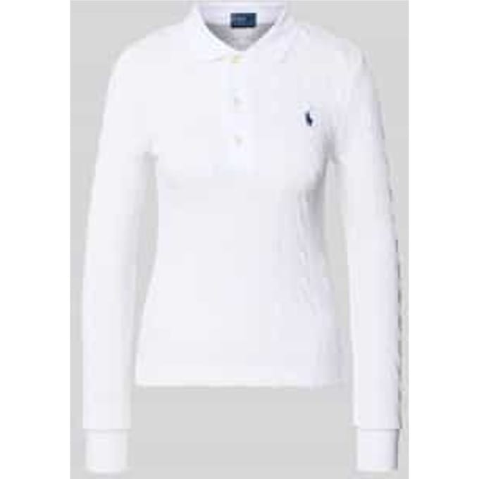 Gebreide pullover met kabelpatroon en polokraag