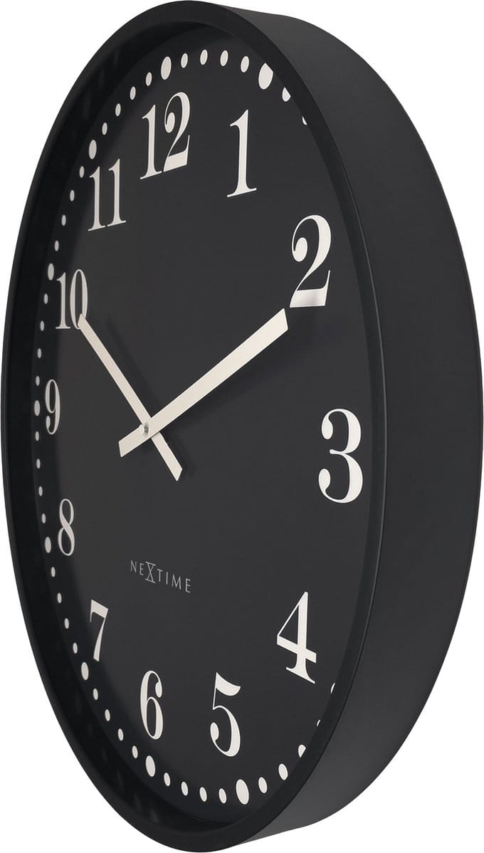 NeXtime Dickens Large – Wandklok – 50 cm – Plastic – Zwart – Stil
