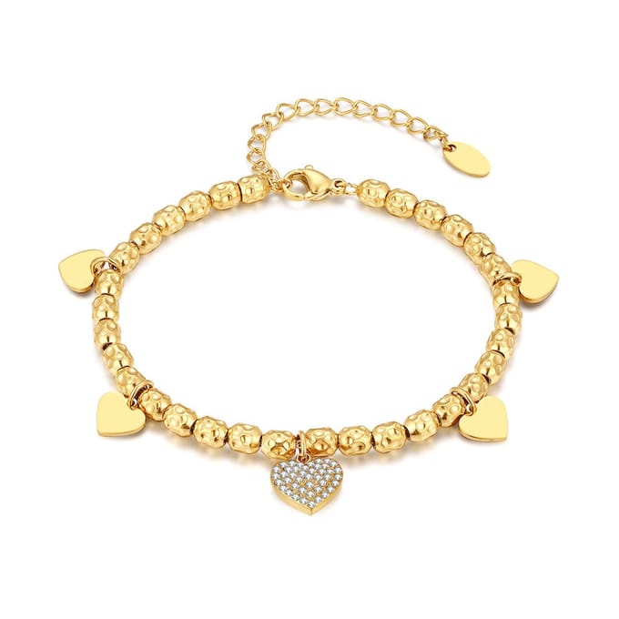 Twice As Nice Armband in edelstaal, hartjes Goudkleurig 16cm+3cm