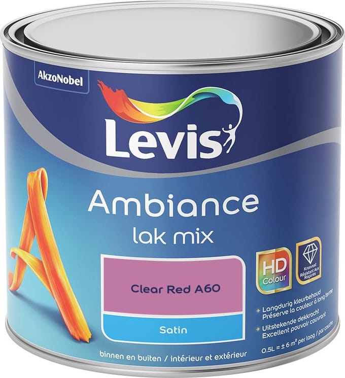 Levis - Ambiance Lak Satin Mix - Clear Red A60 - Mengverf - 0,5 L