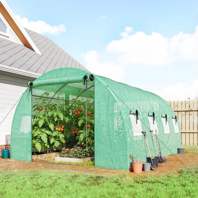 MODFU - Foliekas - 2 Oprolbare Deuren En 8 Netramen - Stalen Frame - Polyethyleen - Groen - 295 X 400 X 200 Cm
