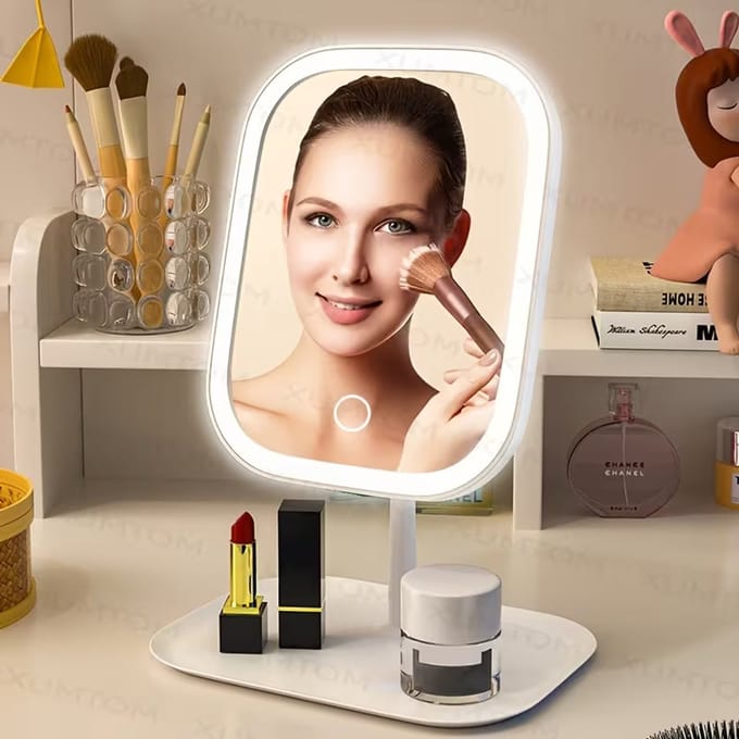 LED Make-up Spiegel met Verlichting, Instelbare Helderheid Warm/Wit/Natuurlijk Licht