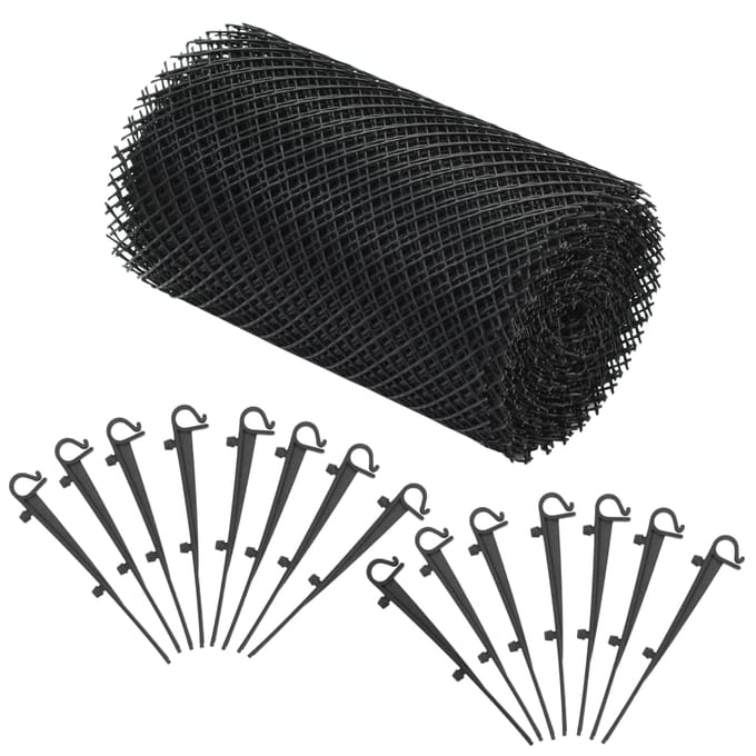 4 pièces. Filet de Protection pour Gouttière avec Fixations, PEHD, 1,08 m²