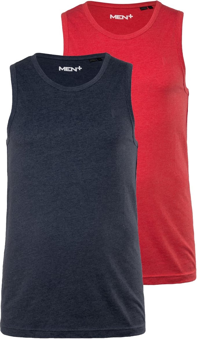 Men Plus - Heren - Tanktop basic set van 2 ronde hals - Rood - Maat L