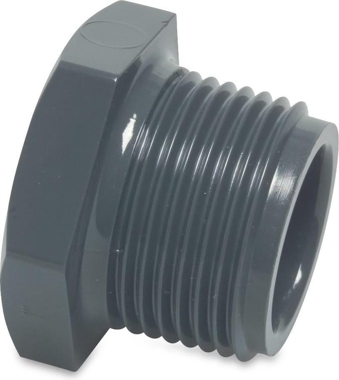 Mega Plug PVC-U 2" buitendraad 10bar grijs