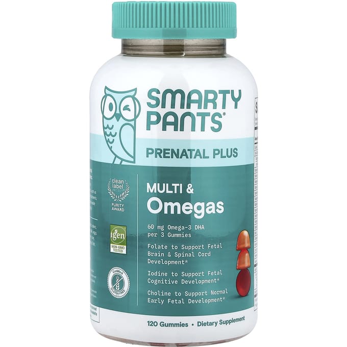 SmartyPants, Prenatal Plus, Multi & Omega Gummies, Sinaasappel & Aardbei Limonade, 120 Gummies