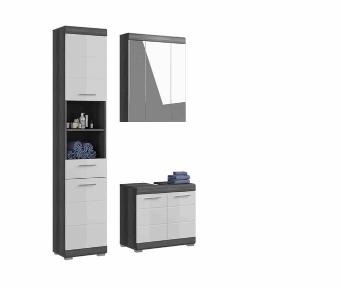 Scout badkamercombinatie wit hoogglans MDF TZ rookzilver NB - 34x112x191cm
