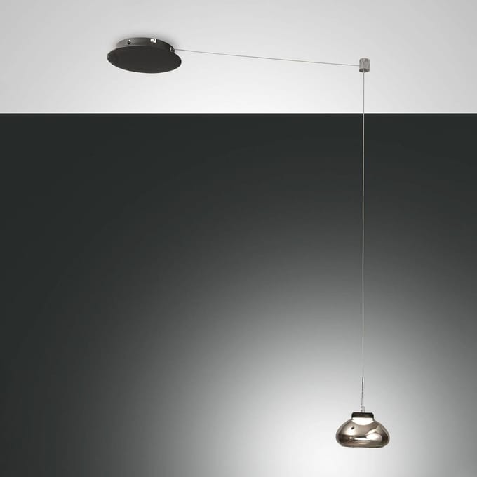 Fabas Luce Hanglamp Arabella decentraal 1-lamp, rookgrijs