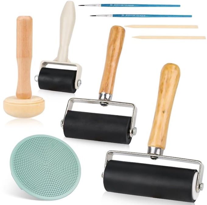 Allecto - Rubber Brayer Roller - Stempelen - Duurzaam - 3 Stuks
