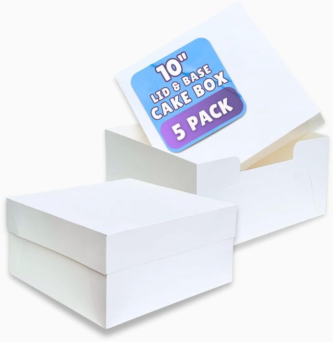 Witte Taartdoos 25 cm - Vierkante Kartonnen Cakebox met Deksel - Pack van 5 - Voor Veilig Vervoer van Taarten