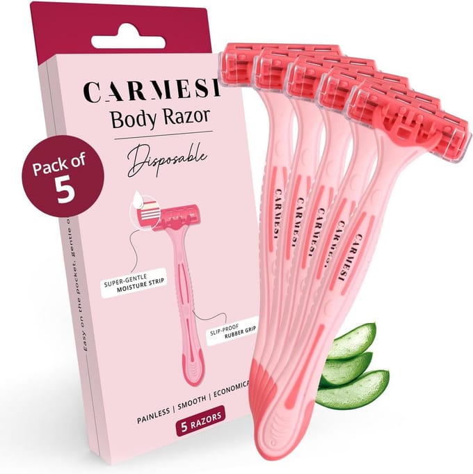 Wegwerpscheermessen voor Dames met Aloë Vera & Vitamine E - 5 Stuks voor Glad Huid