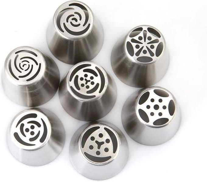 Spuitmondjes - RVS - Russische - bloemen - Set van 7 stuks voor wegwerp spuitzak