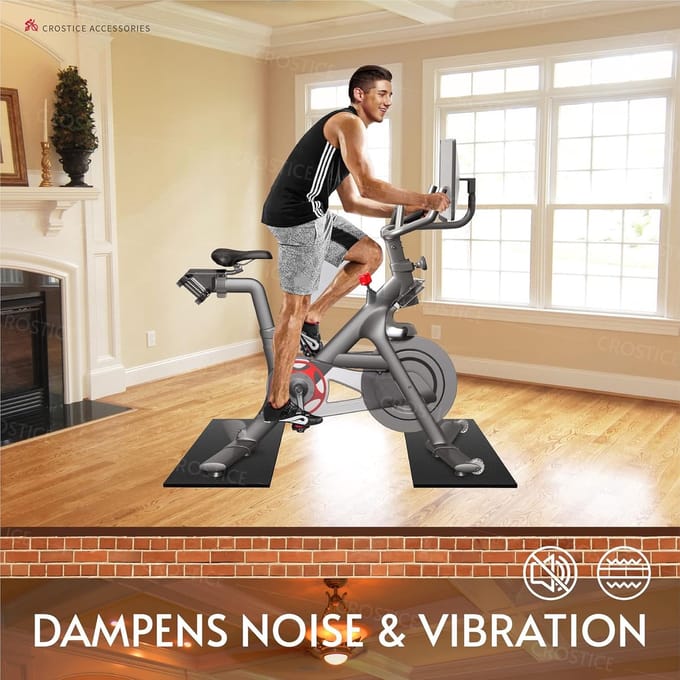 Fietsmat - Hometrainer Mat - Bescherm Vloer - 6 mm Dik - Dubbele Mat - Zwart