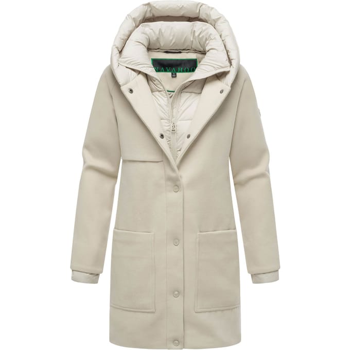 Navahoo Flauschwunder dames wintermantel met afneembare kraag