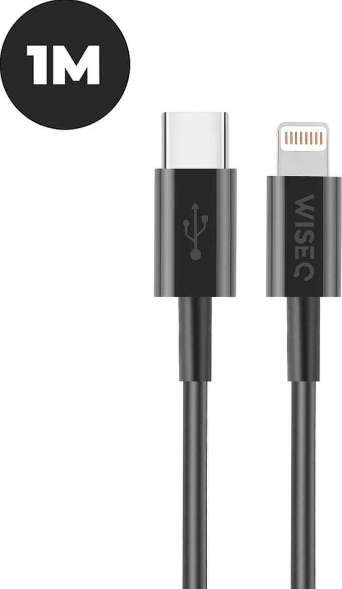 USB C naar Lightning kabel 1 meter - Lightning fast charging oplaadkabel - geschikt voor iPhone 14/ 13 / 12 en iPad - wit - WiseQ