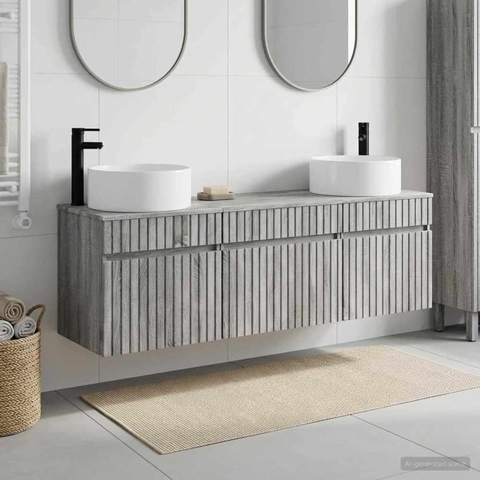 vidaXL - Badkamerkast - set - 3 - st - Grijs - Sonoma - 157 - x - 44,5 - x - 80 - cm