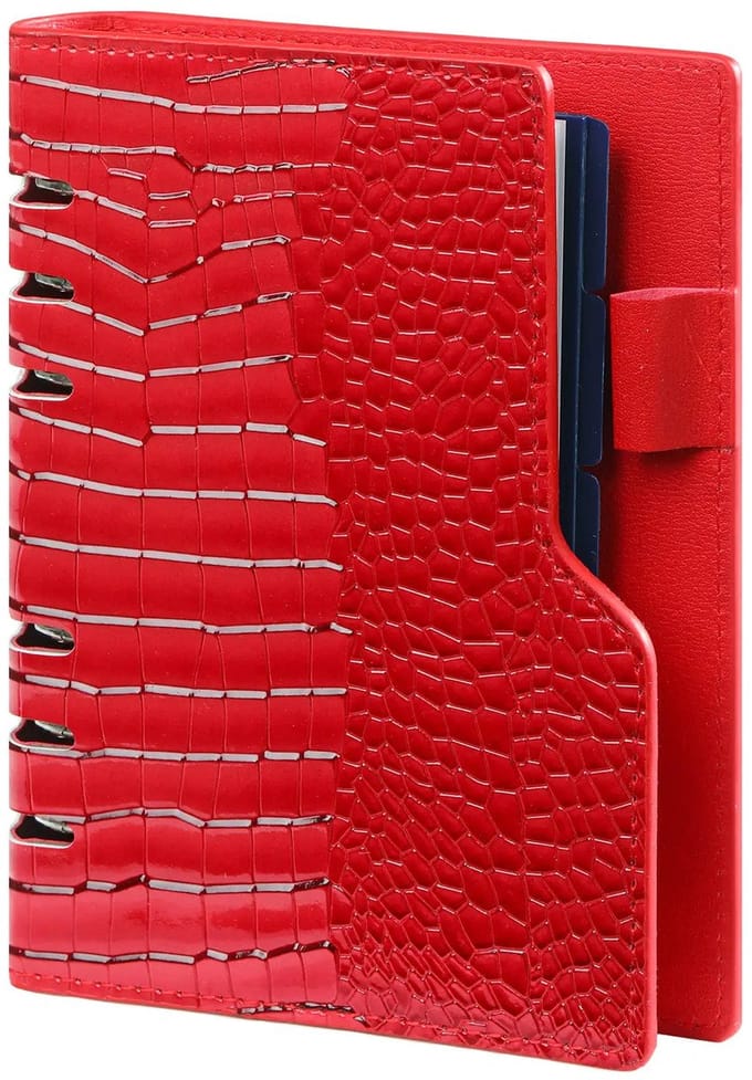 1016-62 hervulbare A5 Agenda Organizer Clipbook Glans Croco Rood 1 week per 2 paginas 2026-2027-2028