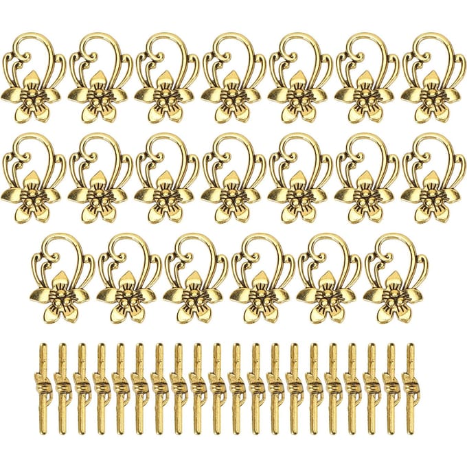 20 Sets Armband Tuimelsluiting Goud Retro Legering Bloemvorm OT Gesp Sieraden Accessoires beige
