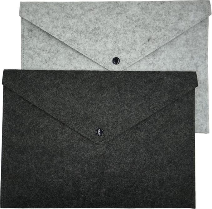 Aktetas Vilt - 2 Stuks - Lichtgrijs & Donkergrijs - Documenten Houder A4 - Laptopsleeve - Documentenmap - Documententas - Sleeve voor Documenten