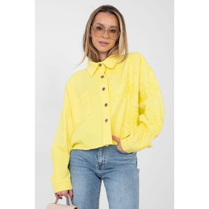 Flora Embroidered Jacket - Geel / One Size