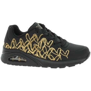 Skechers Uno - Golden Heart Dames Sneakers - Zwart